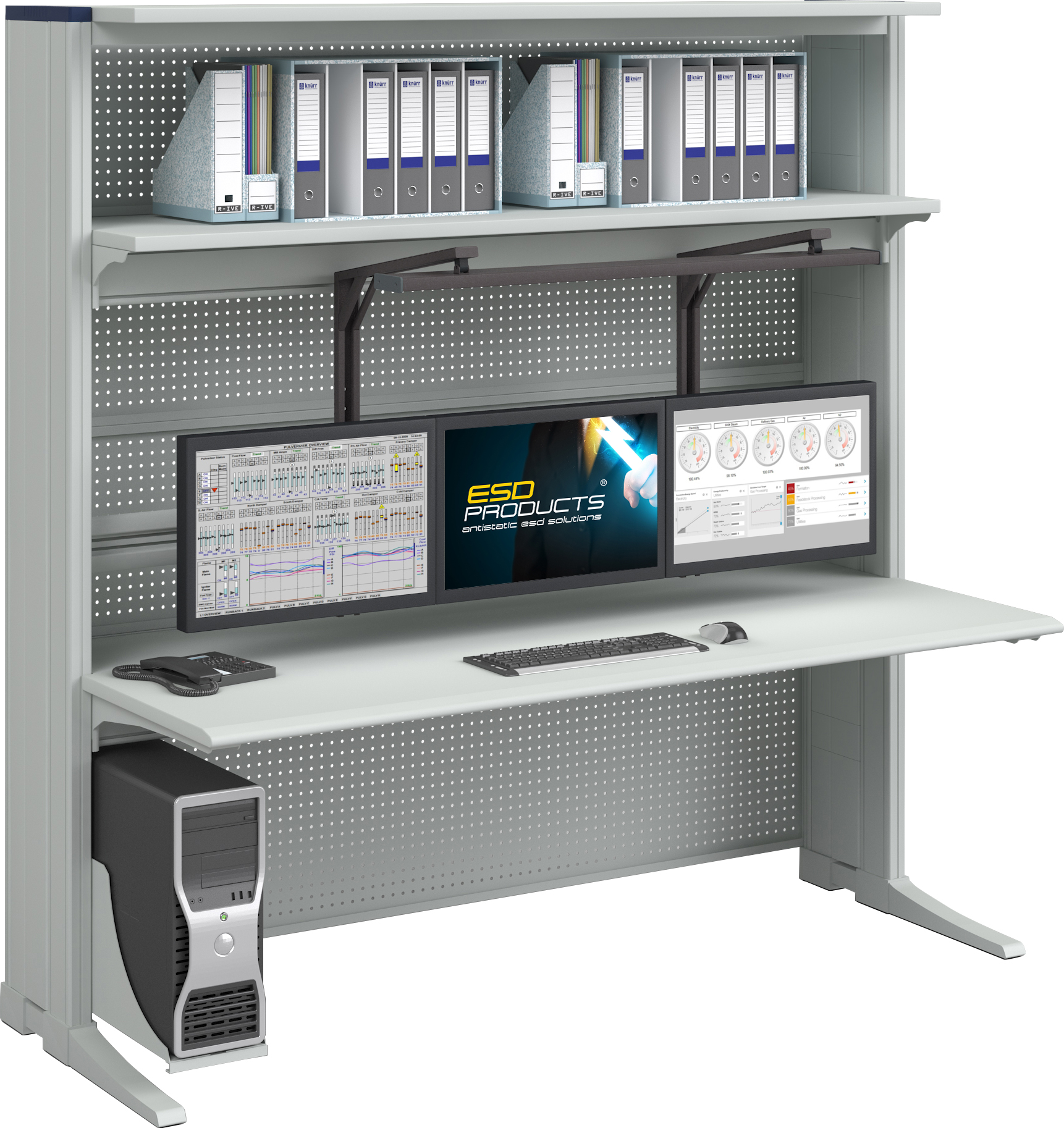 3-Level ESD Workstation AES Oscar Configuration 1200 x 900 mm Knurr Vertiv Workstations Elicon Consoles